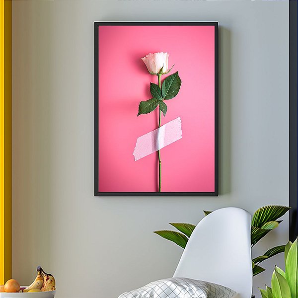 Quadro Decorativo Rosa e Parede