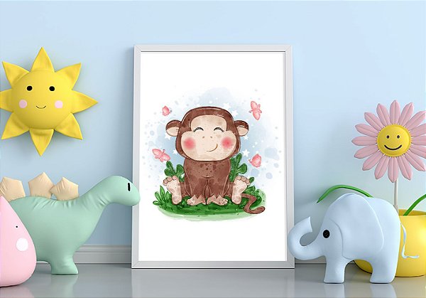 Quadro Decorativo Infantil Cute Monkey