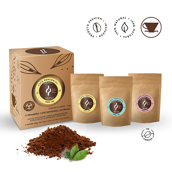 Kit Café Sensorial - MOÍDO - Manhã + Tarde + Noite 3 x 100g = Caixa 300g
