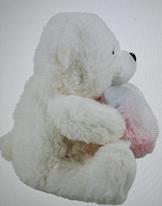 Urso Pelúcia Branco Coração - altura 19cm