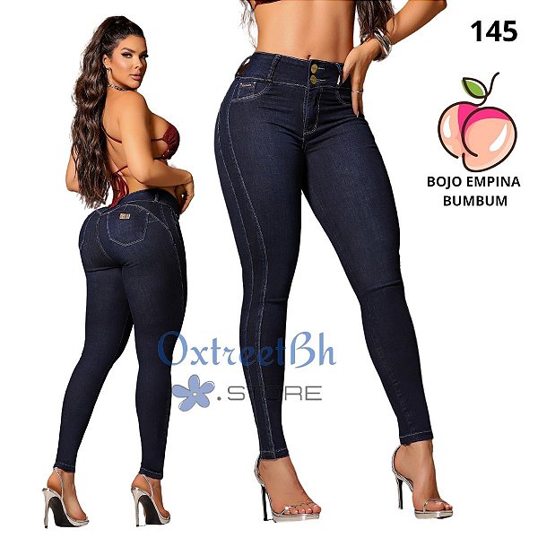 Calça jeans cós anatômico com lycra