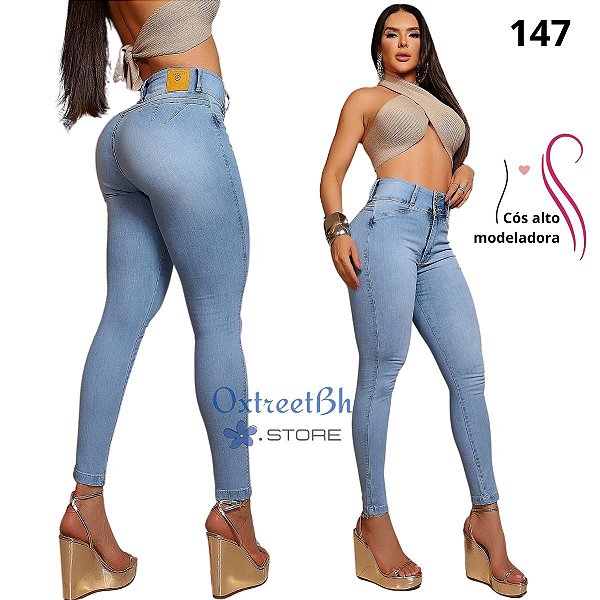 Calça Jeans delavé sem bolso