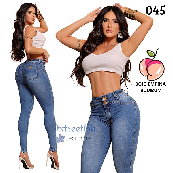 Calça azul claro cós anatomico