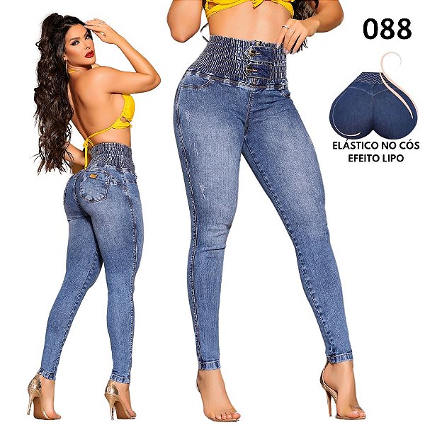 Calça Indigo elástico no cós super alto
