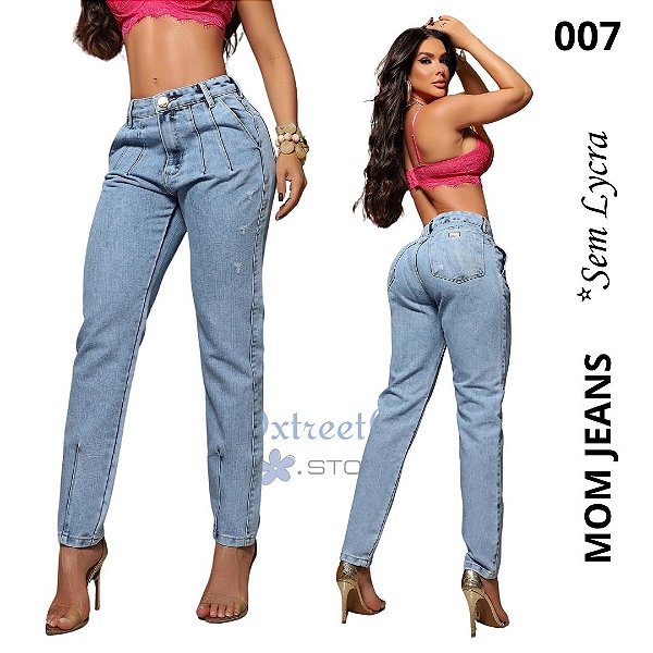 Calça Mom Jeans sem lycra elegante e confortável cós alto