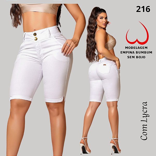 Bermuda branca estilo ciclista com lycra