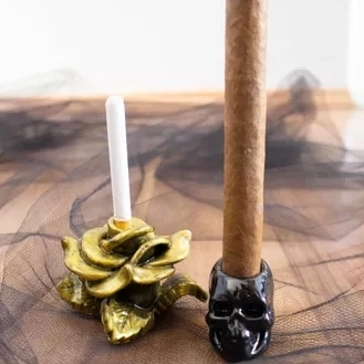 KIT DE OFERTADOR ROSA DOURADO/ PRETO E CAVEIRA PARA CHARUTO - 1012