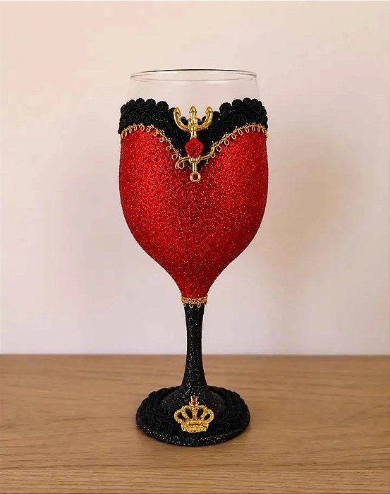 TAÇA DE VIDRO POMBA GIRA COM PERSONALIZADO COM GLITTER -1012