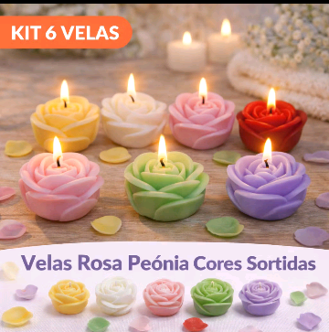 Kit 6 Velas Aromáticas Formato Rosa Sortidas