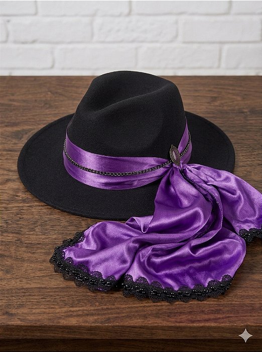 Chapéu Maria Mulambo com Cetim Roxo