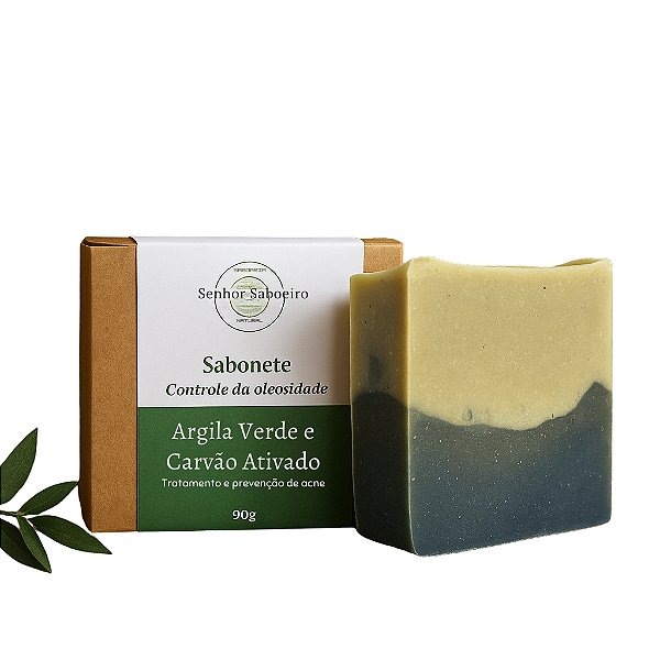 Sabonete Argila Verde + Carvão Ativado -  Skin Care, Remove Impurezas, Controle da Oleosidade