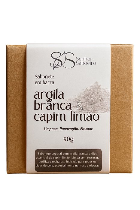 Sabonete de Argila Branca - Clareamento de Manchas, Hidratante, Suavidade, Controle de pH