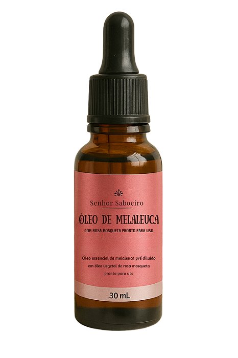 Óleo Essencial de Melaleuca com Rosa Mosqueta 30mL - Potente Clareador de Manchas, Estrias e Celulites