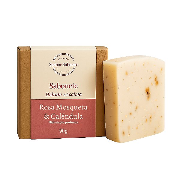Sabonete de Rosa Mosqueta e Calêndula - Hidratante, Calmante e Brilho Natural da Pele