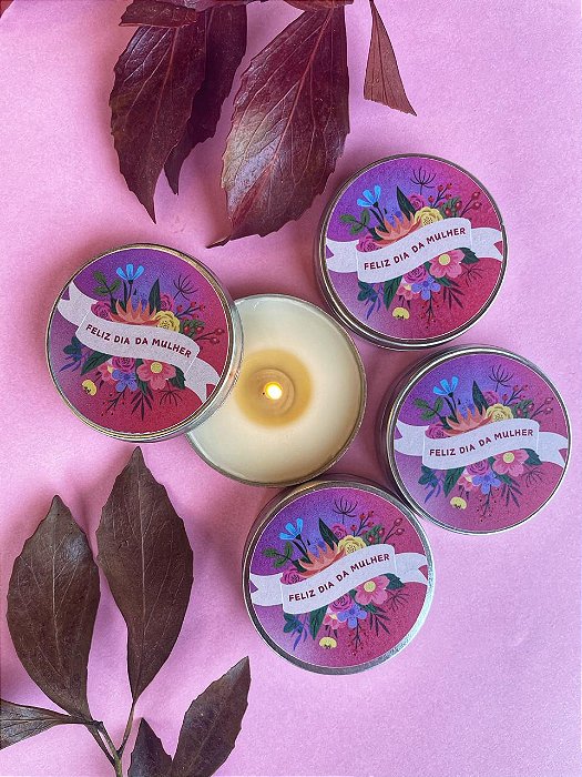 Mini vela aromática 28g personalizada (Dia da mulher)
