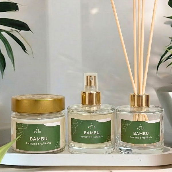 Kit Bambu - Difusor de Ambiente, Home Spray e Vela Aromática 240ml
