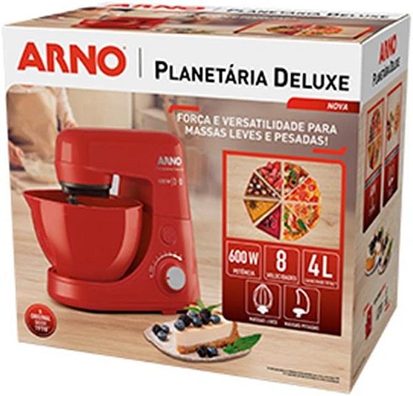 Batedeira Planetária Arno Nova Deluxe 600w Vermelha - Arno - Parolar  Presentes