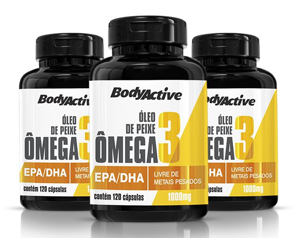 Kit 3 Ômega 3 Óleo de Peixe 1000 mg 120 Cápsulas Bodyactive