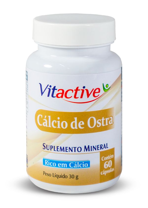 Cálcio De Ostra 500 mg 60 Cápsulas Vitactive