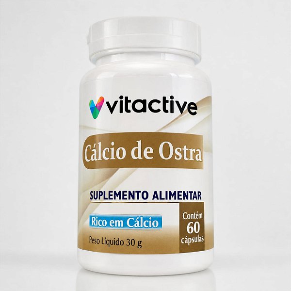 Cálcio De Ostra 500 mg 60 Cápsulas Vitactive