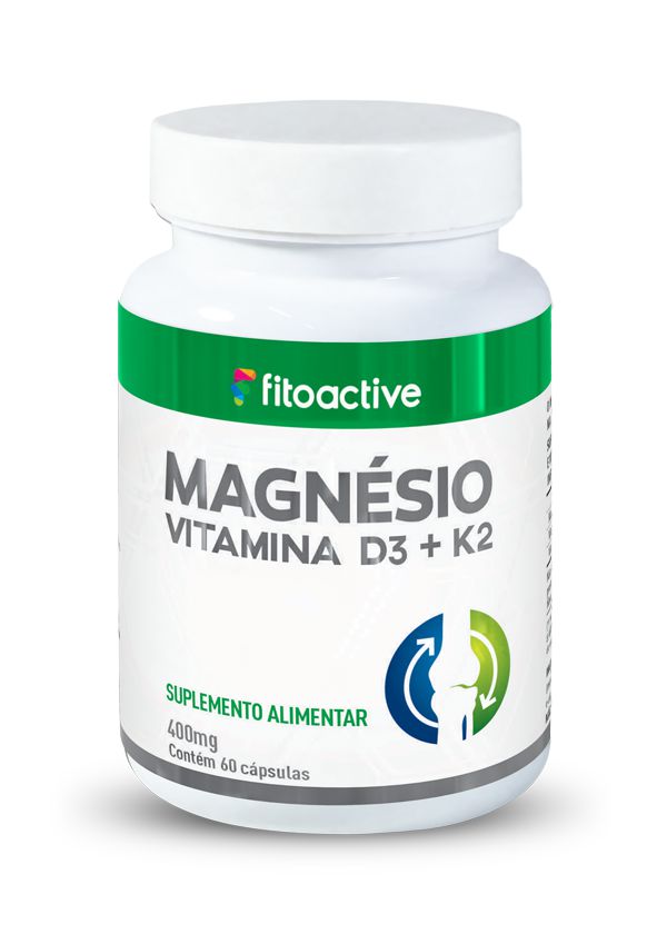 Magnésio Vitamina K2 e Vitamina D3 400 mg 60 Cápsulas Fitoactive