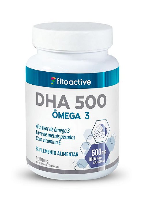 DHA 500 Ômega 3 Concentrado 60 Cápsulas Fitoactive