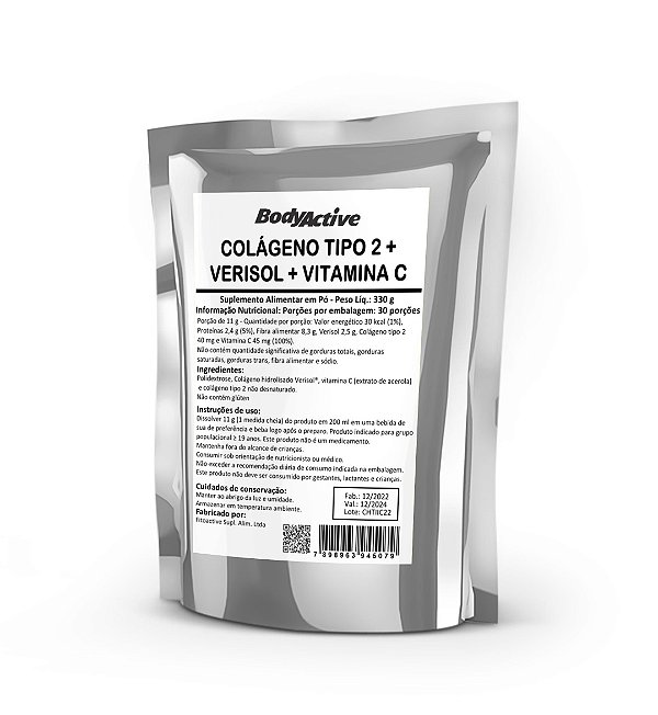 Colágeno Tipo 2 E Verisol Com Vitamina C Em Pó 330 G Refil Bodyactive