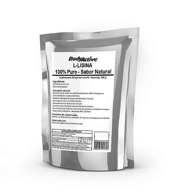 L-lisina Pura 500 G Em Pó Bodyactive