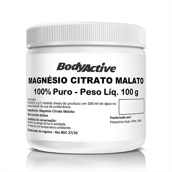 Magnésio Citrato Malato 100 G 100% Puro Bodyactive