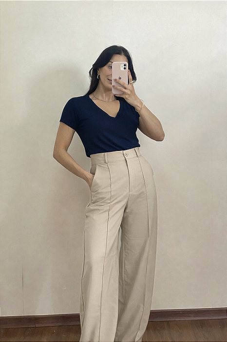 Calça de Alfaiataria Fabi Bege