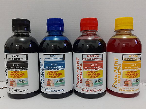 Tinta Comestível Epson Canon  Papel Arroz  4X120 ML