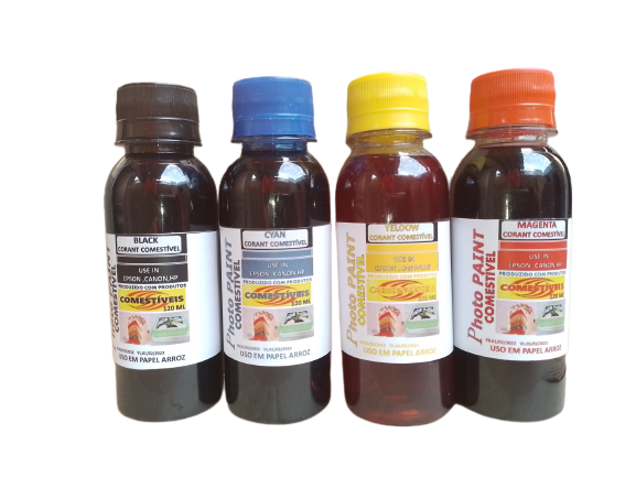 TINTA COMESTÍVEL PARA PAPEL ARROZ CANON g3110 G3160 4 X 120 ML
