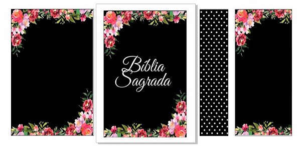Capa para biblia preta floral