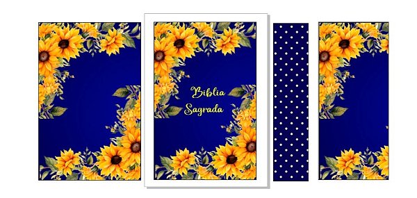 Capa de biblia azul girassol