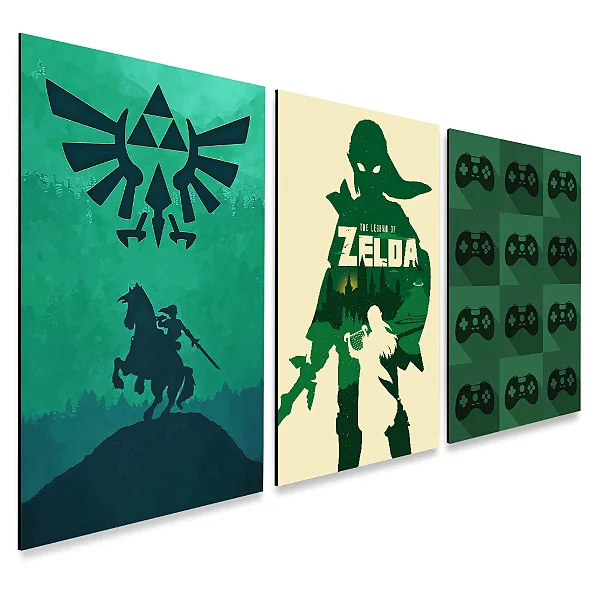 Kit 3 Quadros decorativos Zelda