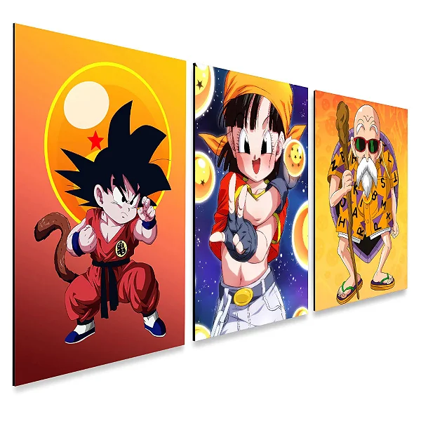 Kit 3 Quadros decorativos Dragon Ball