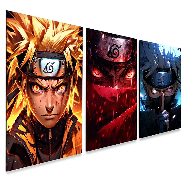 Kit 3 Quadros decorativos Naruto