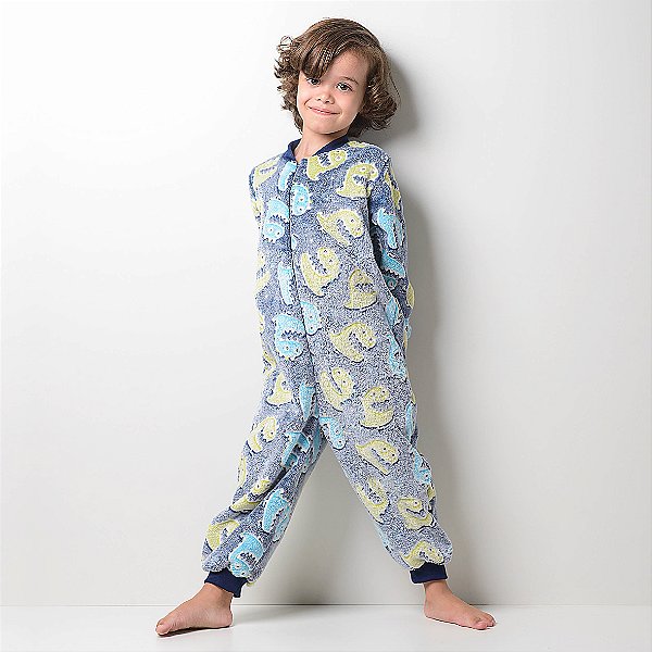 Pijama Infantil Masculino Happy Nap Macacão Fleece Monstro - Happy Nap - Pijamas  Infantil