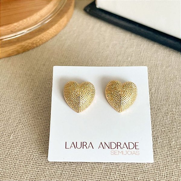 Brinco Coração Craquelado