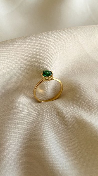 Anel Solitário Esmeralda