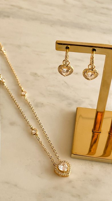 Conjunto de Coração Cravejado