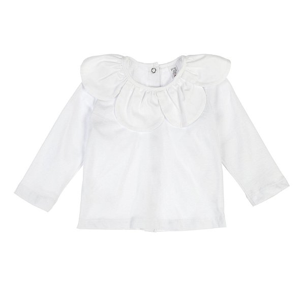 BLUSA BEBÊ GOLA PÉTALAS BRANCO