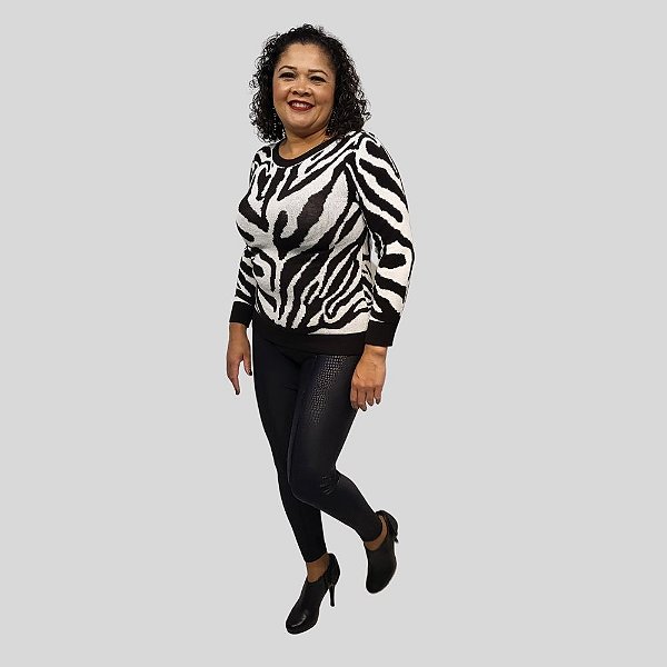 Blusa Manga Longa Feminina Zebra