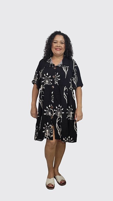 Vestido Feminino Amplo Plus Size Botões Frontais