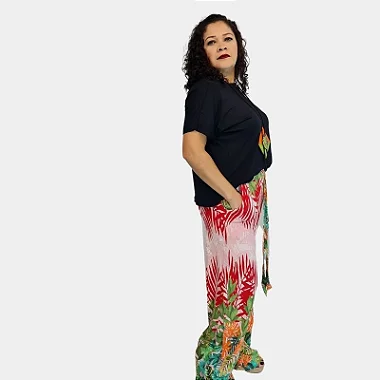Calça Feminina Pantalona Estampada