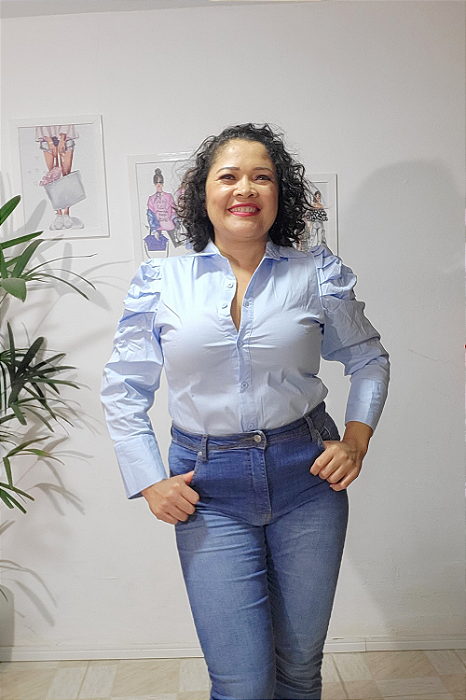 Camisa Feminina Manga Bufante