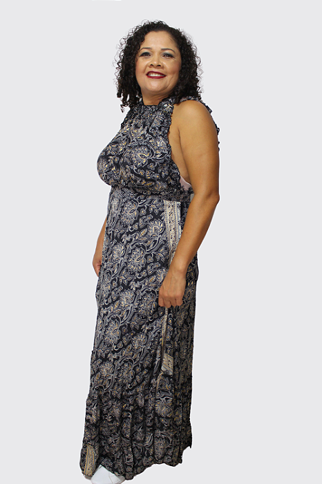 Vestido Feminino Longo Indiano com Lastex nas costas