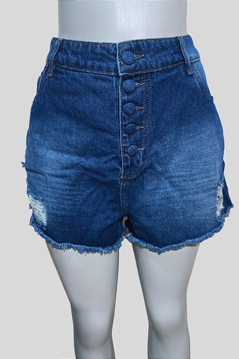 Shorts Feminino com Botão Forrado Felize