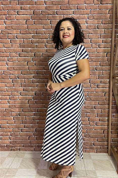 Vestido Feminino Listrado Rosa