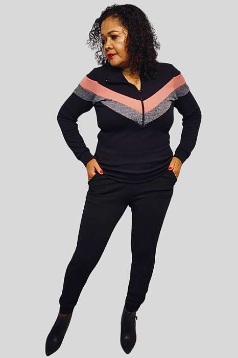 Conjunto Feminino  Malha Crepe de inverno sem Capuz